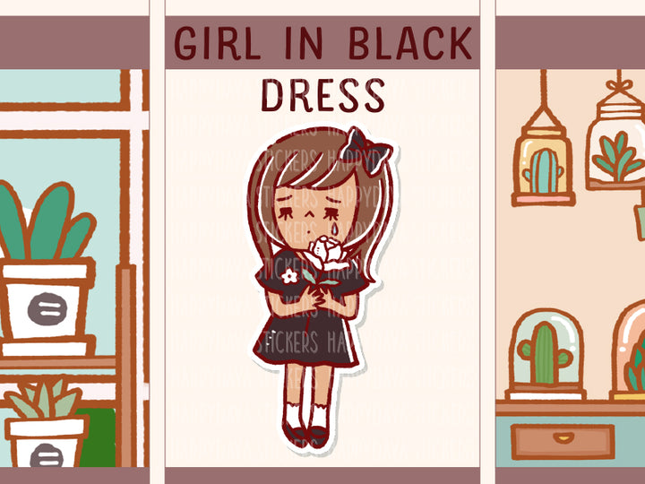 HF223 A girl in black dress