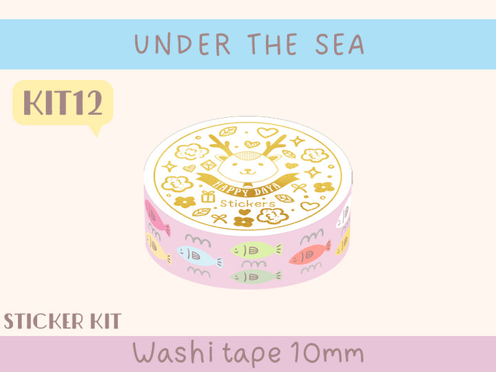 KIT12 Under The Sea - Sticker kit, Pink washi tape