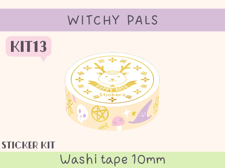 KIT13 Witchy Pals - Sticker kit, Yellow washi tape