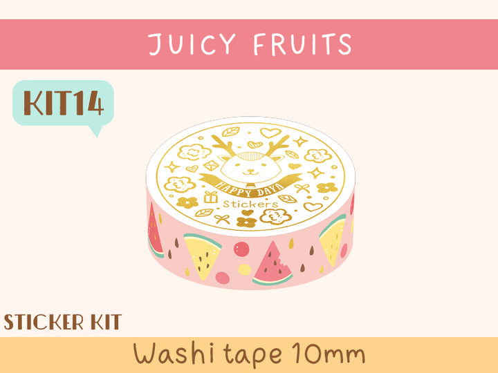 KIT14 Juicy Fruits - Sticker kit, Pink washi tape