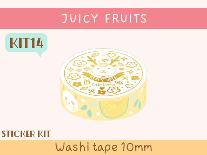 KIT14 Juicy Fruits - Sticker kit, Yellow washi tape