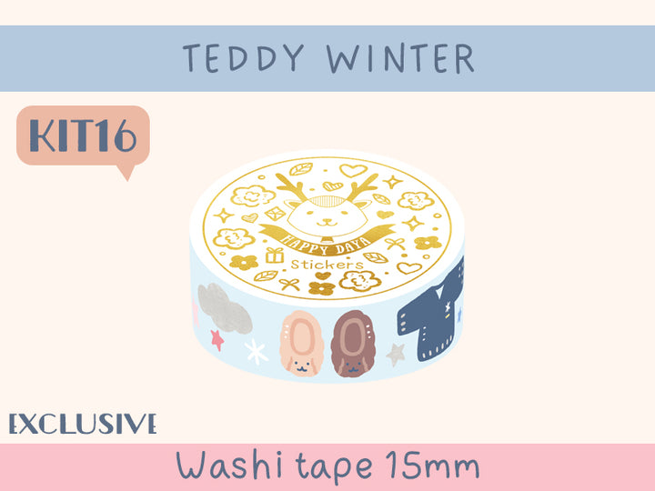 KIT16 Teddy Winter - Exclusive, Blue washi tape