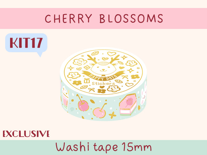 KIT17 Cherry Blossoms - Exclusive, Green washi tape