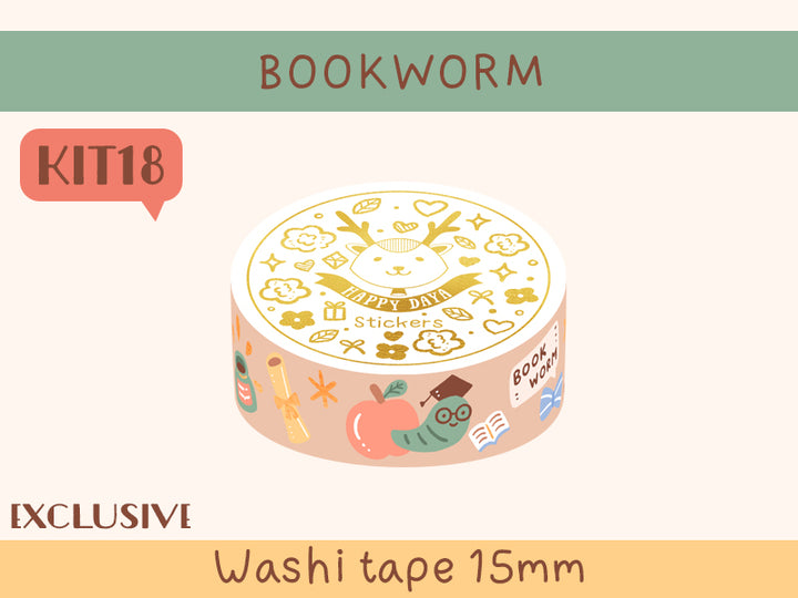 KIT18 Bookworm - Exclusive, Brown washi tape