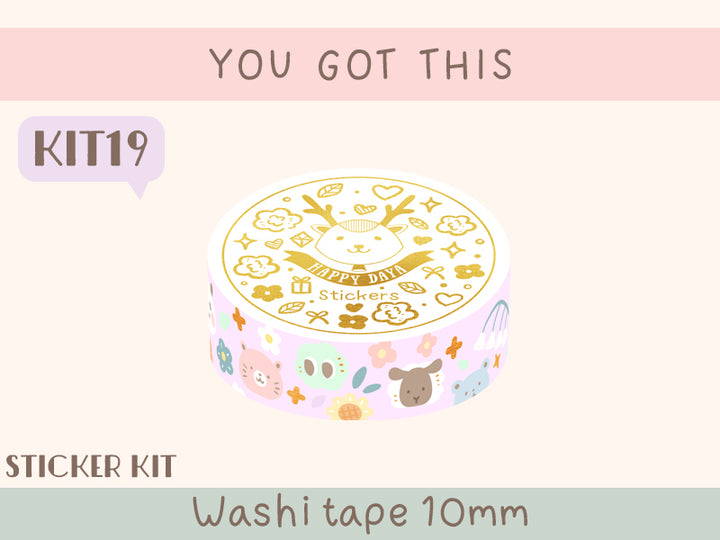 KIT19 You got this - Sticker kit, Purple washi tape