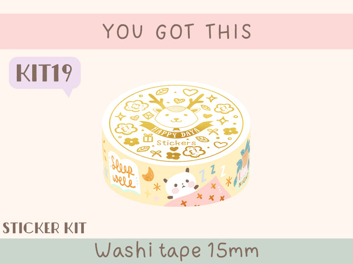 KIT19 You got this - Sticker kit, Yellow washi tape