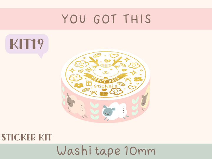 KIT19 You got this - Sticker kit, Red washi tape