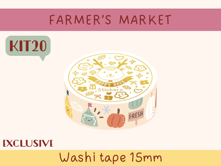 KIT20 Farmer's market - Exclusive, Beige washi tape