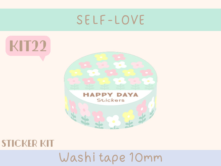 KIT22 Self Love - Sticker kit, Green washi tape