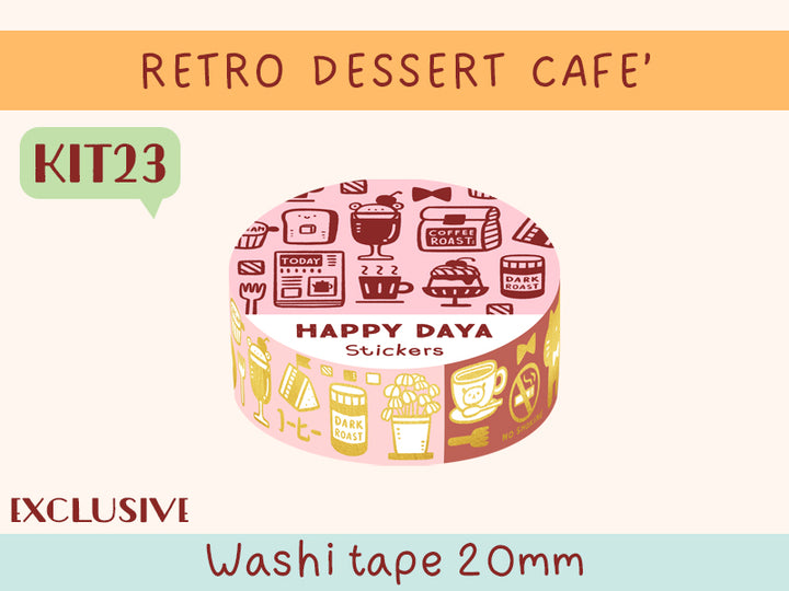 KIT23 Retro dessert cafe’ -Exclusive, 2 Colours washi tape