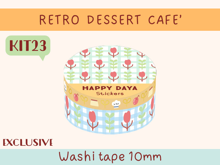 KIT23 Retro dessert cafe’ -Exclusive, 2 Rolls washi tapes