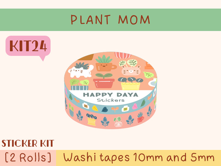 KIT24 Plant Mom - Sticker kit, 2 Rolls washi tapes