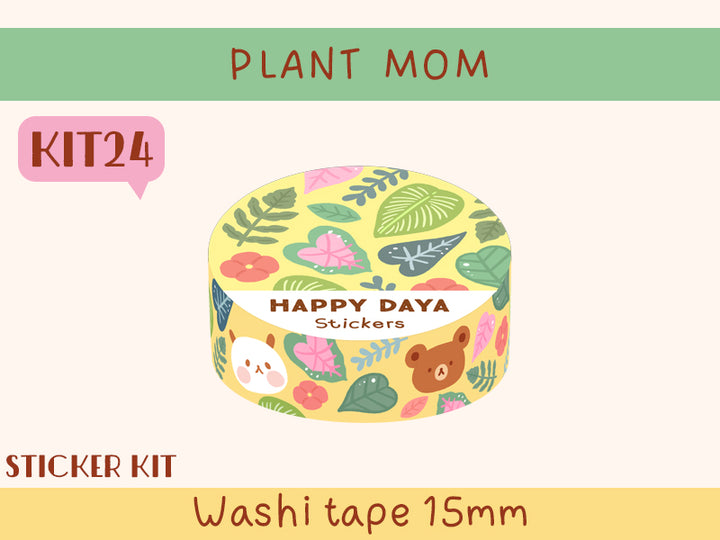 KIT24 Plant Mom - Sticker kit, Yellow washi tape