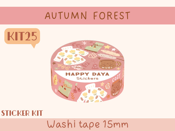 KIT25 Autumn Forest - Sticker kit, Red washi tape