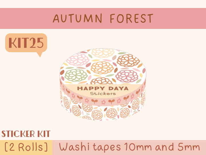 KIT25 Autumn Forest - Sticker kit, 2 Rolls washi tapes