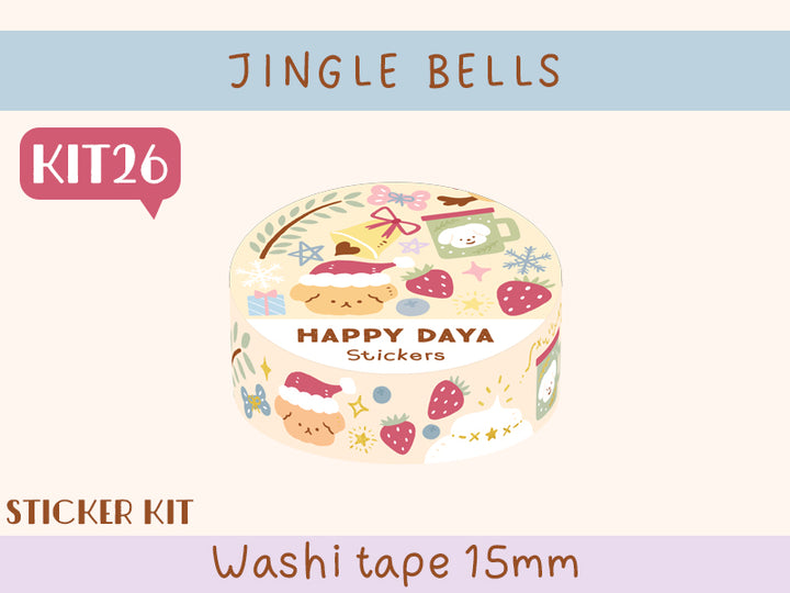KIT26 Jingle Bells - Sticker kit, Beige washi tape
