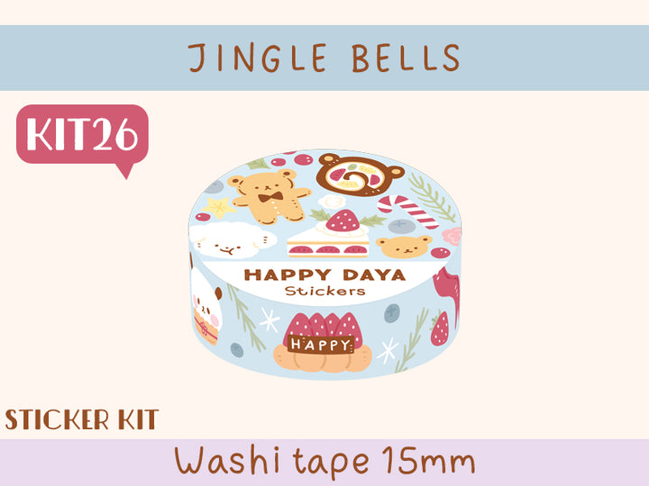 KIT26 Jingle Bells - Sticker kit, Blue washi tape