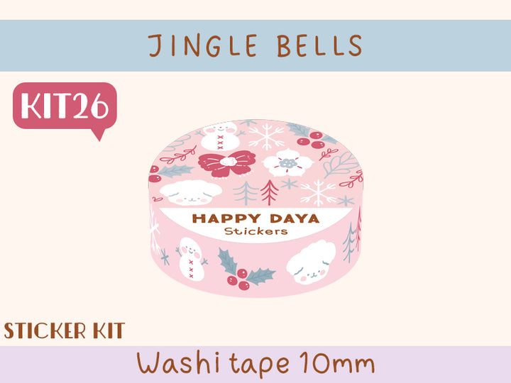 KIT26 Jingle Bells - Sticker kit, Pink washi tape