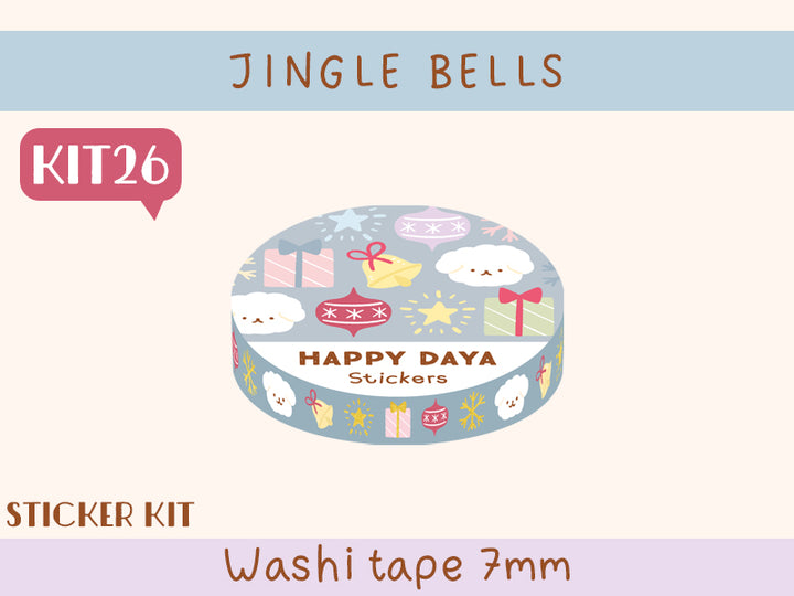 KIT26 Jingle Bells - Sticker kit, Blue washi tape