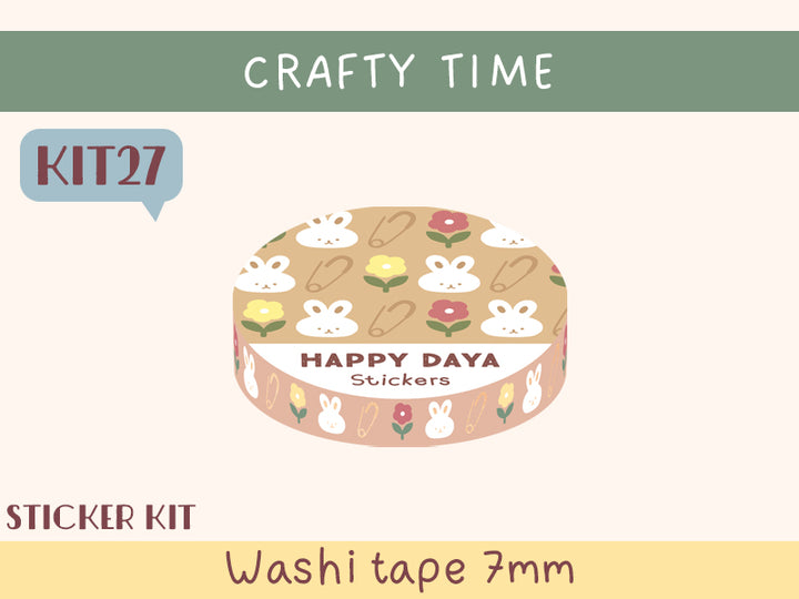 KIT27 Crafty Time - Sticker kit, Brown washi tape