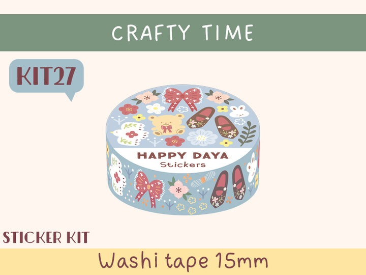 KIT27 Crafty Time - Sticker kit, Blue washi tape