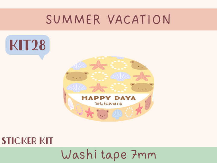 KIT28 Summer Vacation - Sticker kit, Yellow washi tape