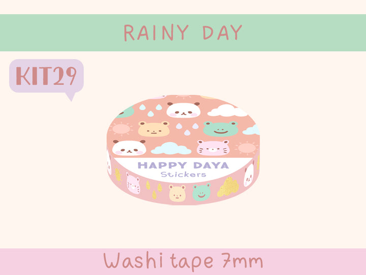 KIT29 Rainy Day - Sticker kit, Red washi tape