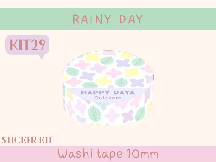 KIT29 Rainy Day - Sticker kit, White washi tape