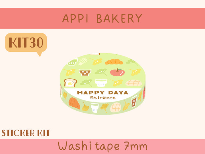 KIT30 Appi Bakery - Sticker kit, Green washi tape