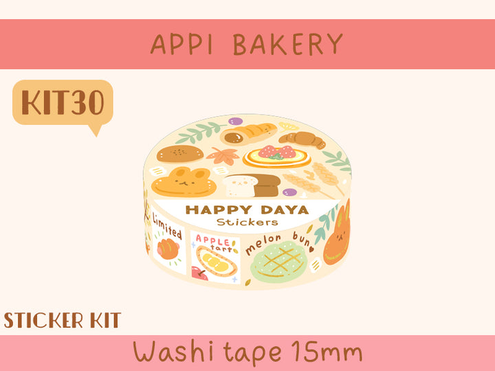 KIT30 Appi Bakery - Sticker kit, Beige washi tape