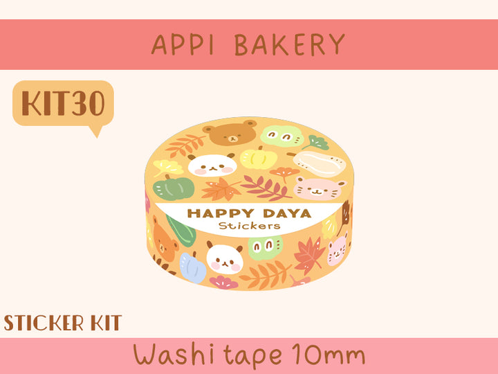 KIT30 Appi Bakery - Sticker kit, Orange washi tape