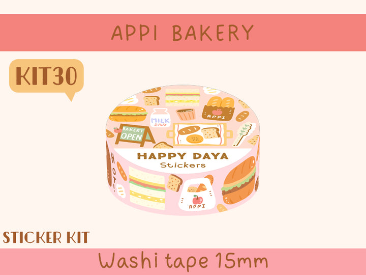 KIT30 Appi Bakery - Sticker kit, Pink washi tape