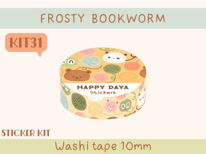 KIT31 Frosty Bookworm - Sticker kit, Yellow washi tape