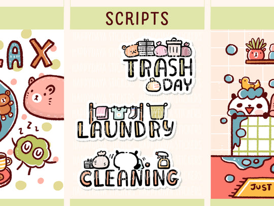 SC018 Trash day, Laundry, Cleaning scripts – HappyDAYA