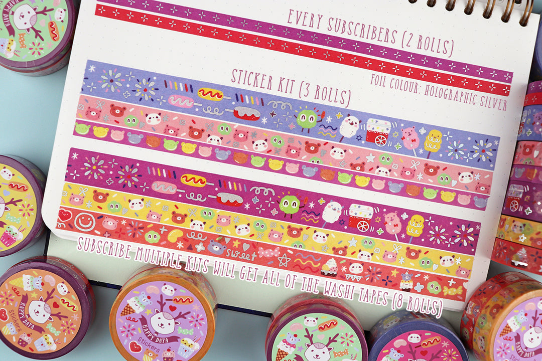 KIT08 Carnival Theme park - Sticker kit, Blue washi tape