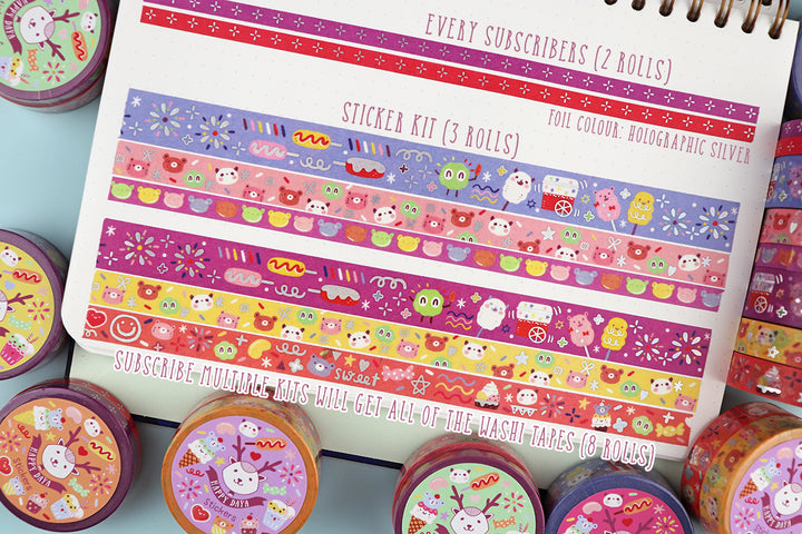 KIT08 Carnival Theme park - Sticker kit, Blue washi tape