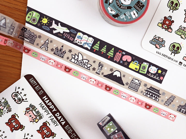 KIT10 Iconic Places in the world - Sticker kit, 2 Rolls